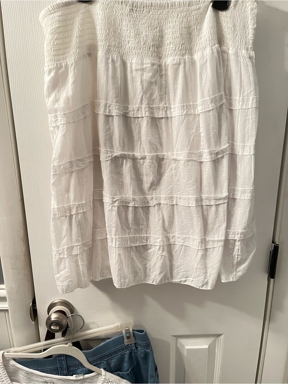 Studio West Lined White Tiered Smocked-Waist Skirt SzXL skirt 100%